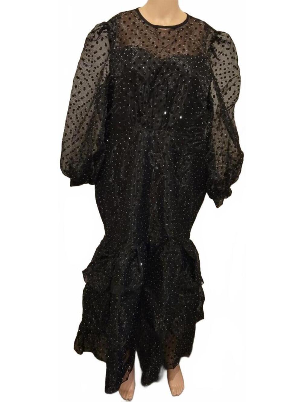 XPLUSWEAR Women's Size Black Polka Dot Mesh Dress Size XL